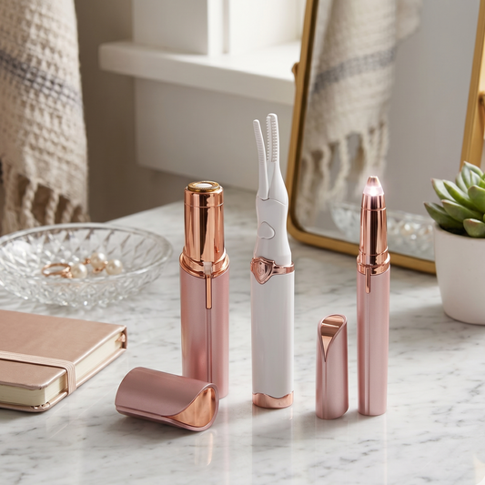 Effortless Beauty Kit | Facial Hair Remover, Brow Trimmer & Lash Curler