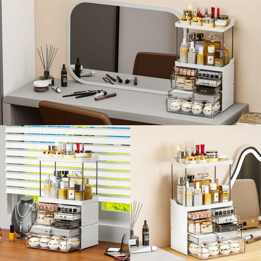 Acrylic Makeup Organizer Large Skincare Countertop Black