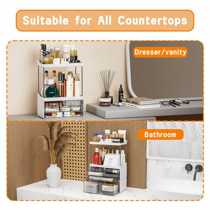 Acrylic Makeup Organizer Large Skincare Countertop Black
