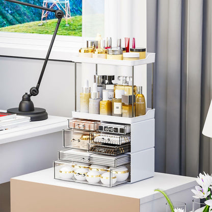 Acrylic Makeup Organizer Large Skincare Countertop Black