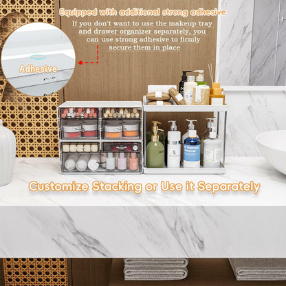 Acrylic Makeup Organizer Large Skincare Countertop Black